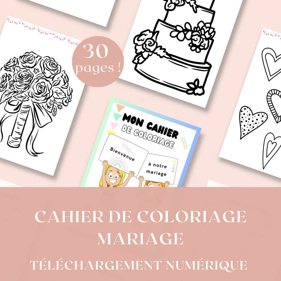 Cahier de coloriage mariage pour enfant - numérique