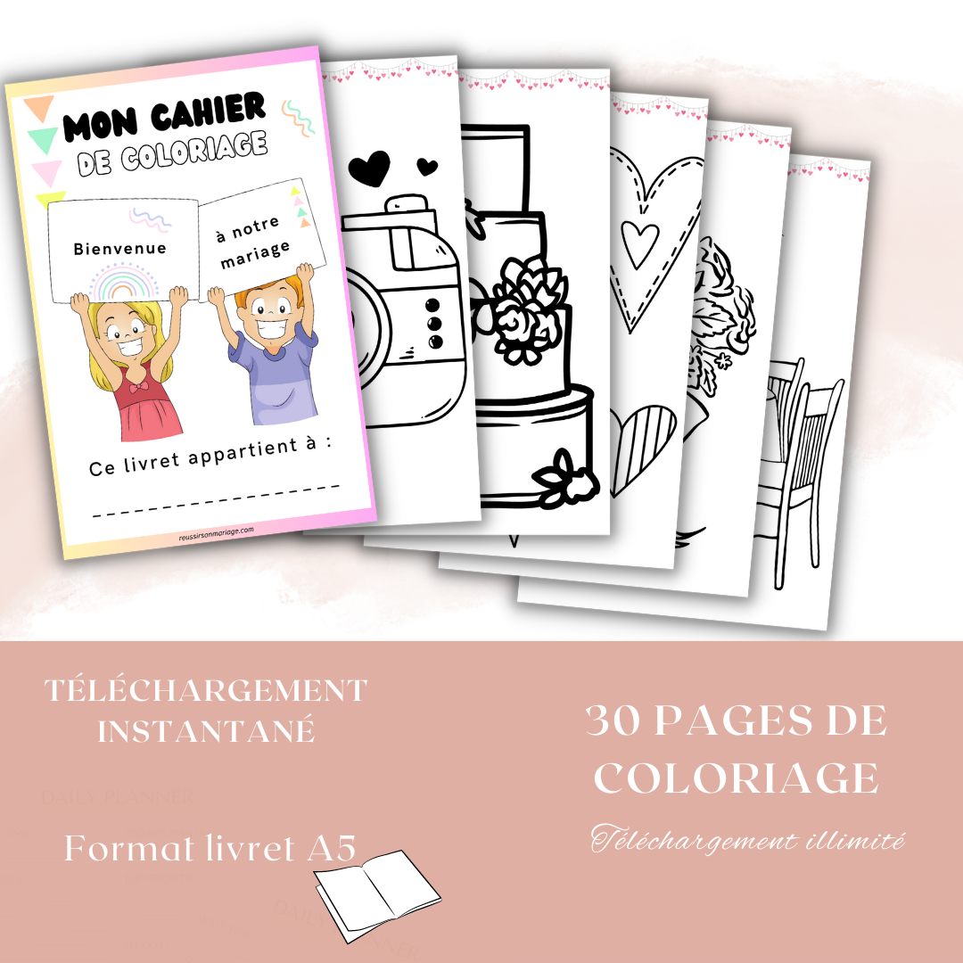 Cahier de coloriage mariage pour enfant - numérique