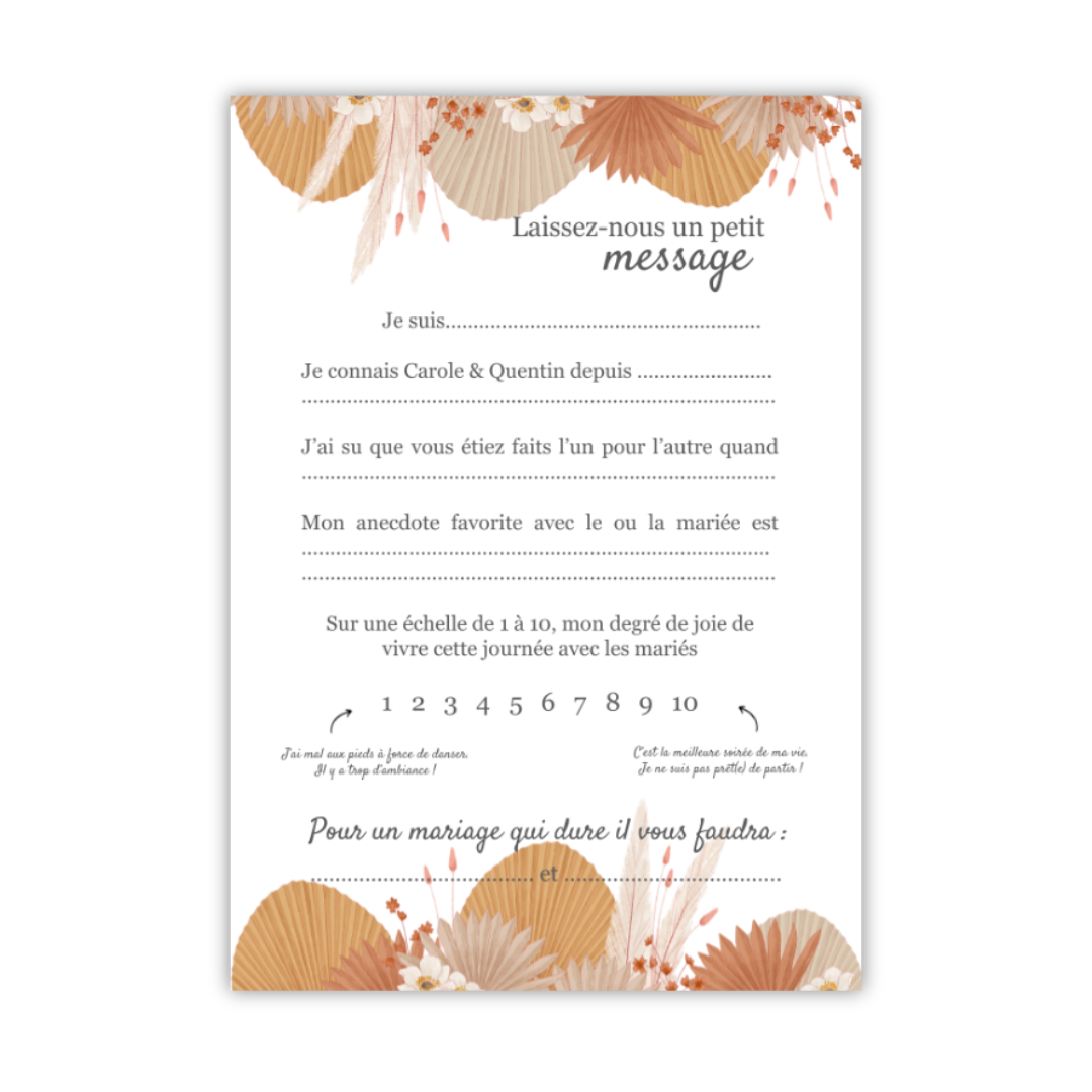 Carte urne mariage à personnaliser - Terracotta