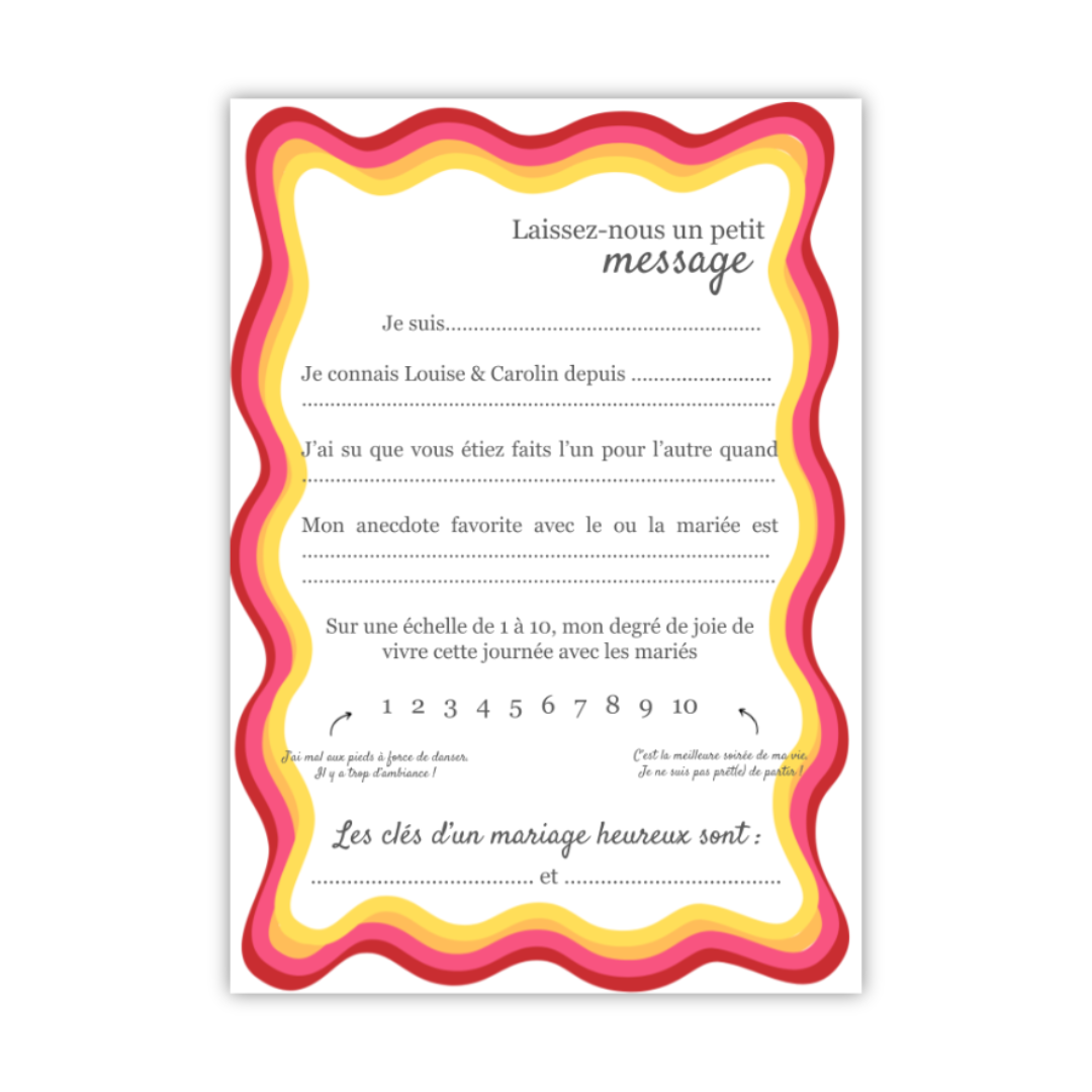 Carte urne mariage à personnaliser - Yéyé