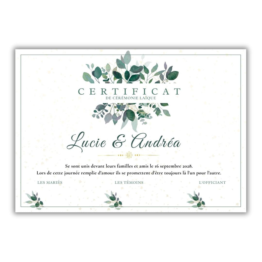 Certificat d'union laïque : eucalyptus