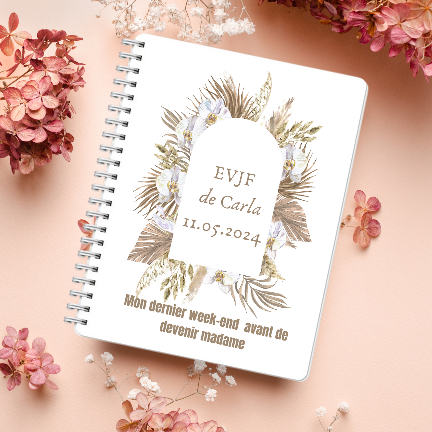 Livre d'or EVJF personnalisable - Fleurs séchées