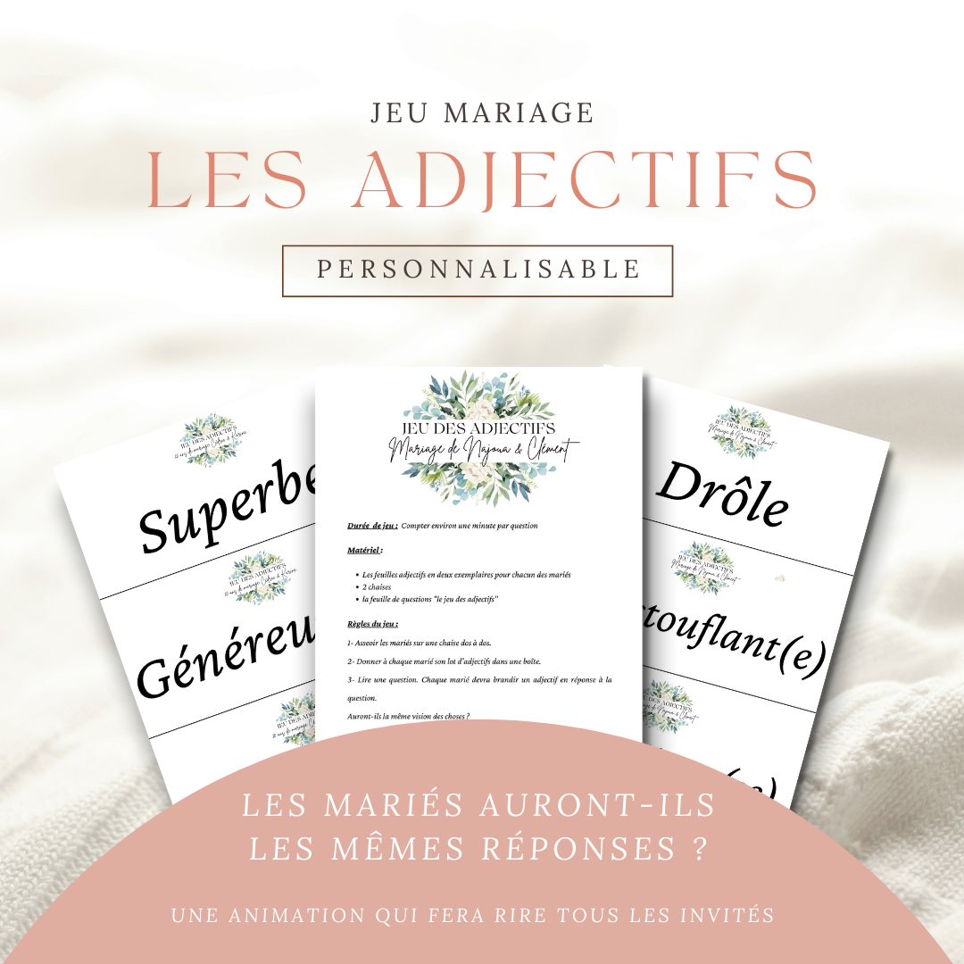 les adjectifs jeu de mariage