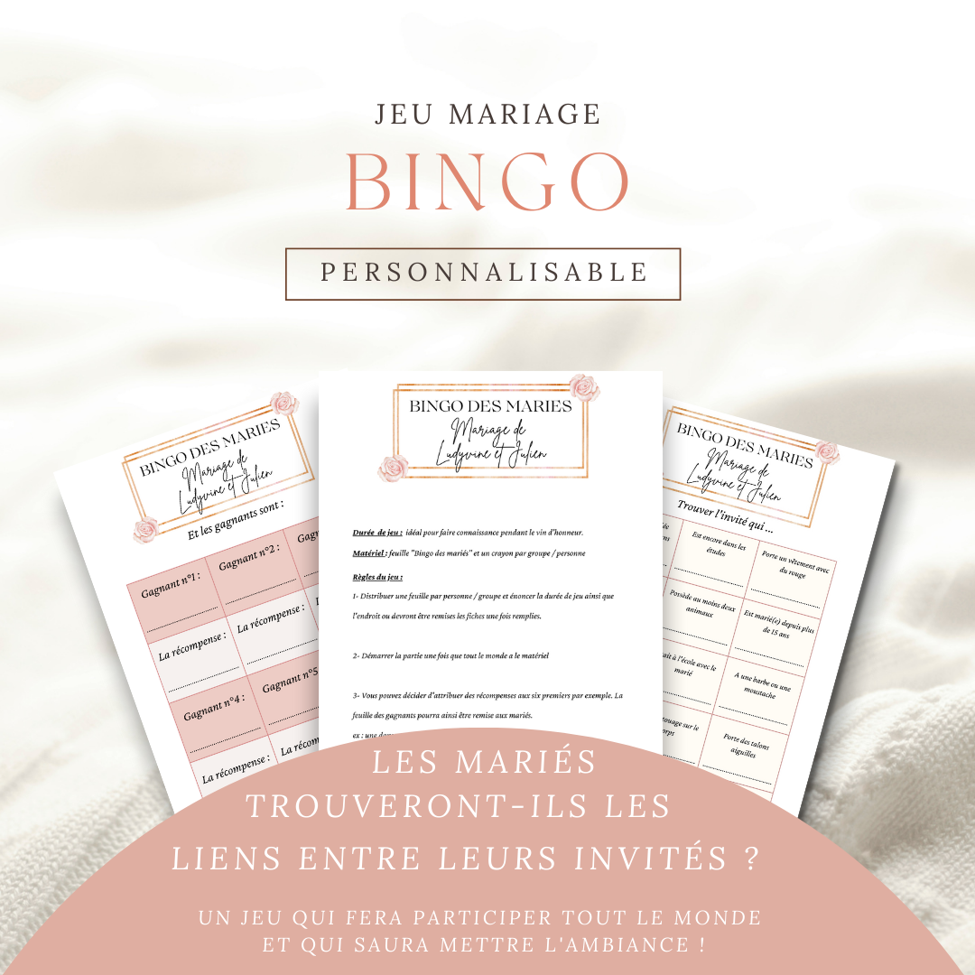 Bingo jeu mariage