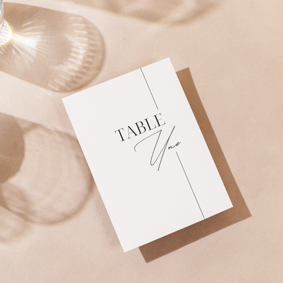 Carte numéro de table à imprimer : cursif