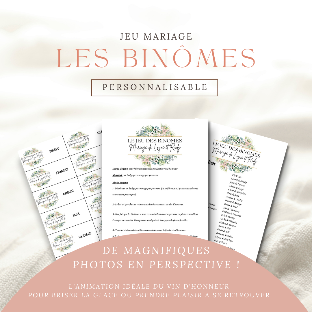 jeu des binomes mariage