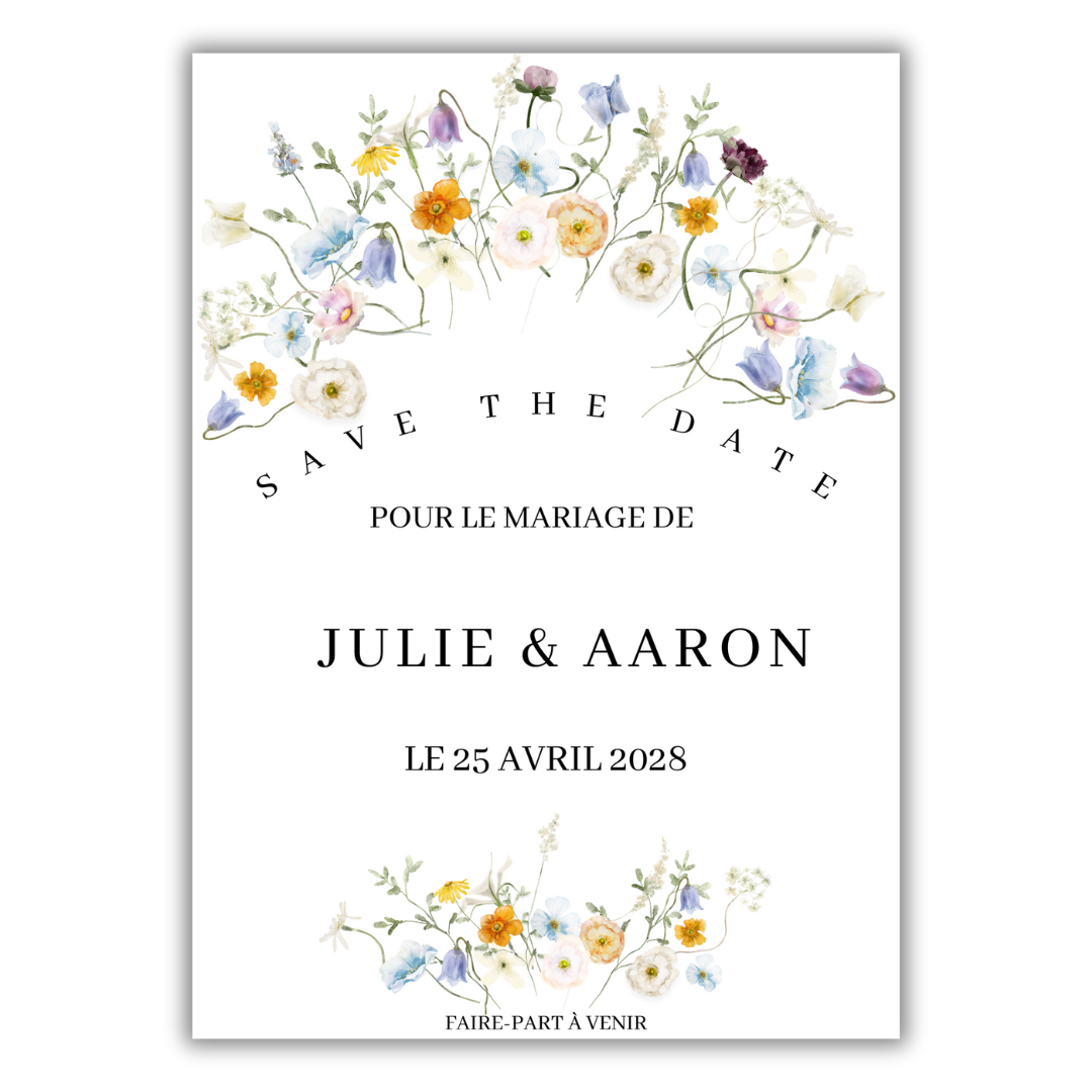 Save the date mariage numérique : fleurs des champs