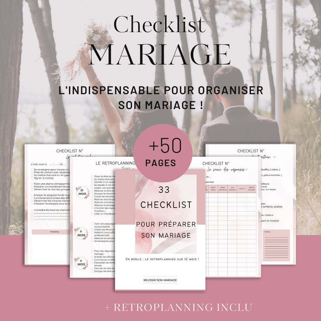 Pack Livre organisateur de mariage + Excel + Checklist