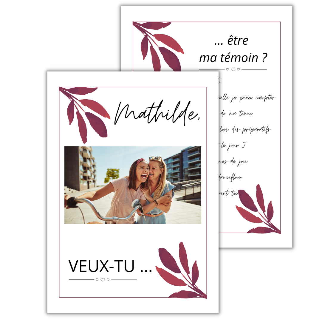 Carte " Veux-tu être ma témoin "