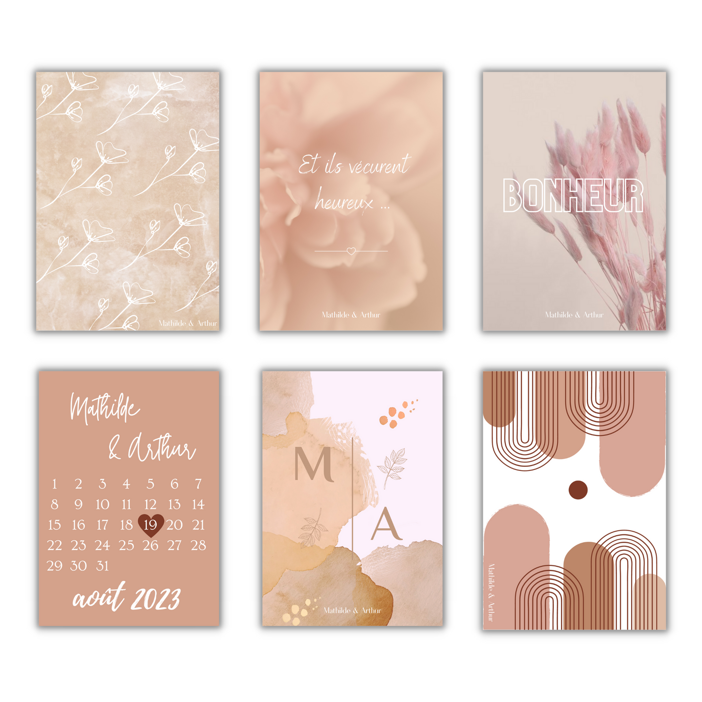 Livre d'or cartes postales mariage - beige et rose à imprimer