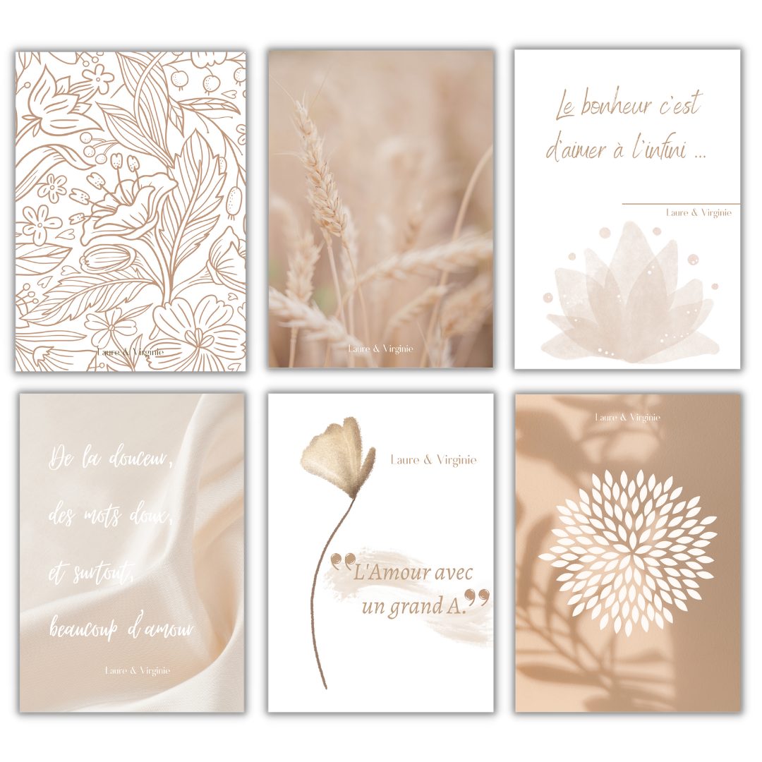 Livre d'or cartes postales mariage - beige à imprimer