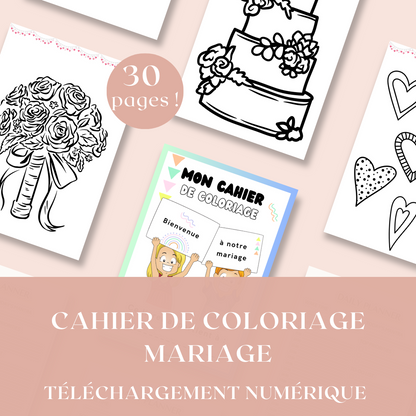 Cahier de coloriage mariage pour enfant - numérique