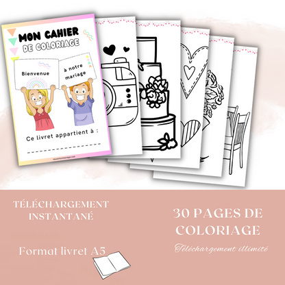 Cahier de coloriage mariage pour enfant - numérique