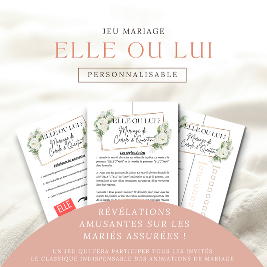 Jeu mariage Elle ou Lui mariage