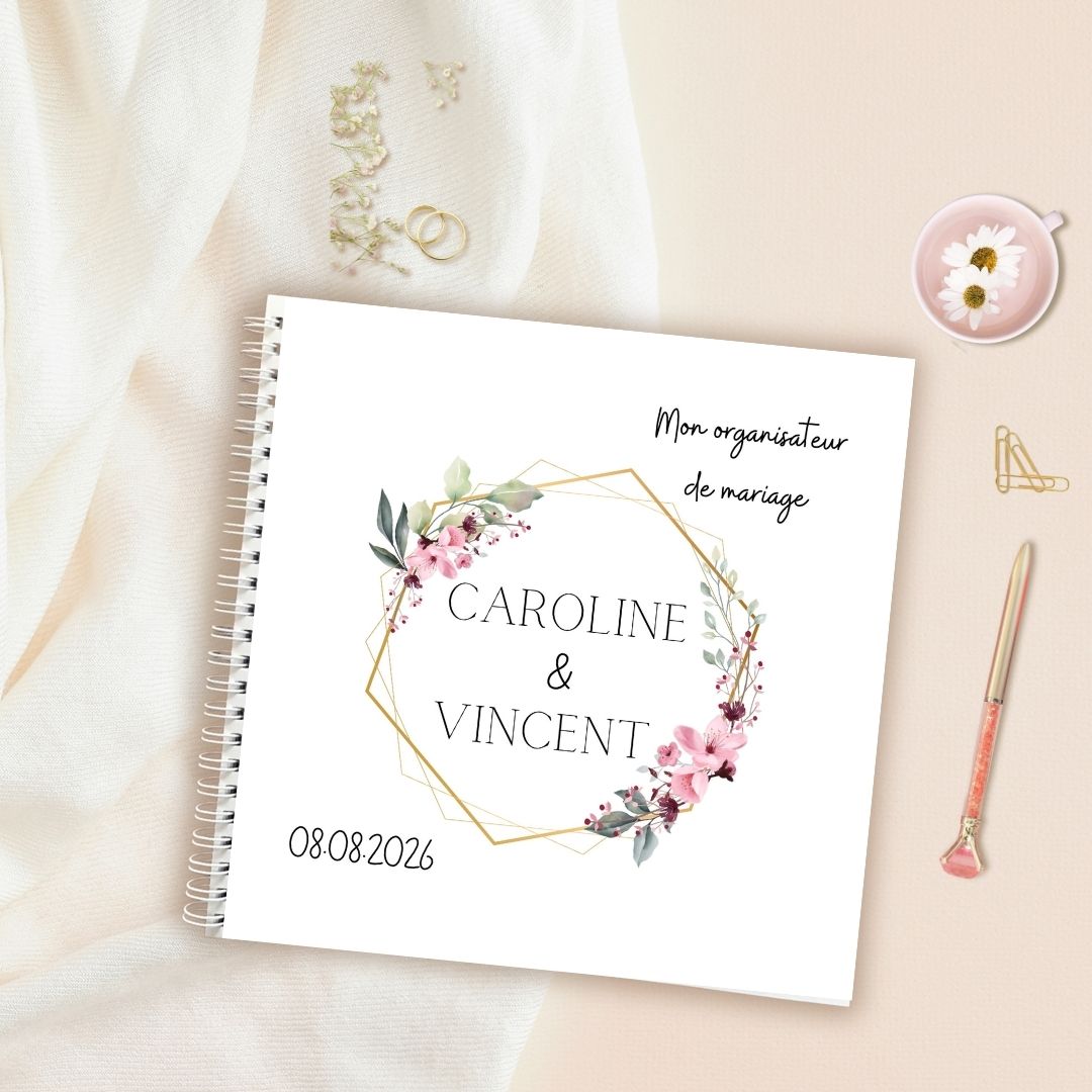 Livre organisateur de mariage personnalisable - fleurs