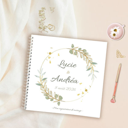 Livre organisateur de mariage personnalisable -sauge