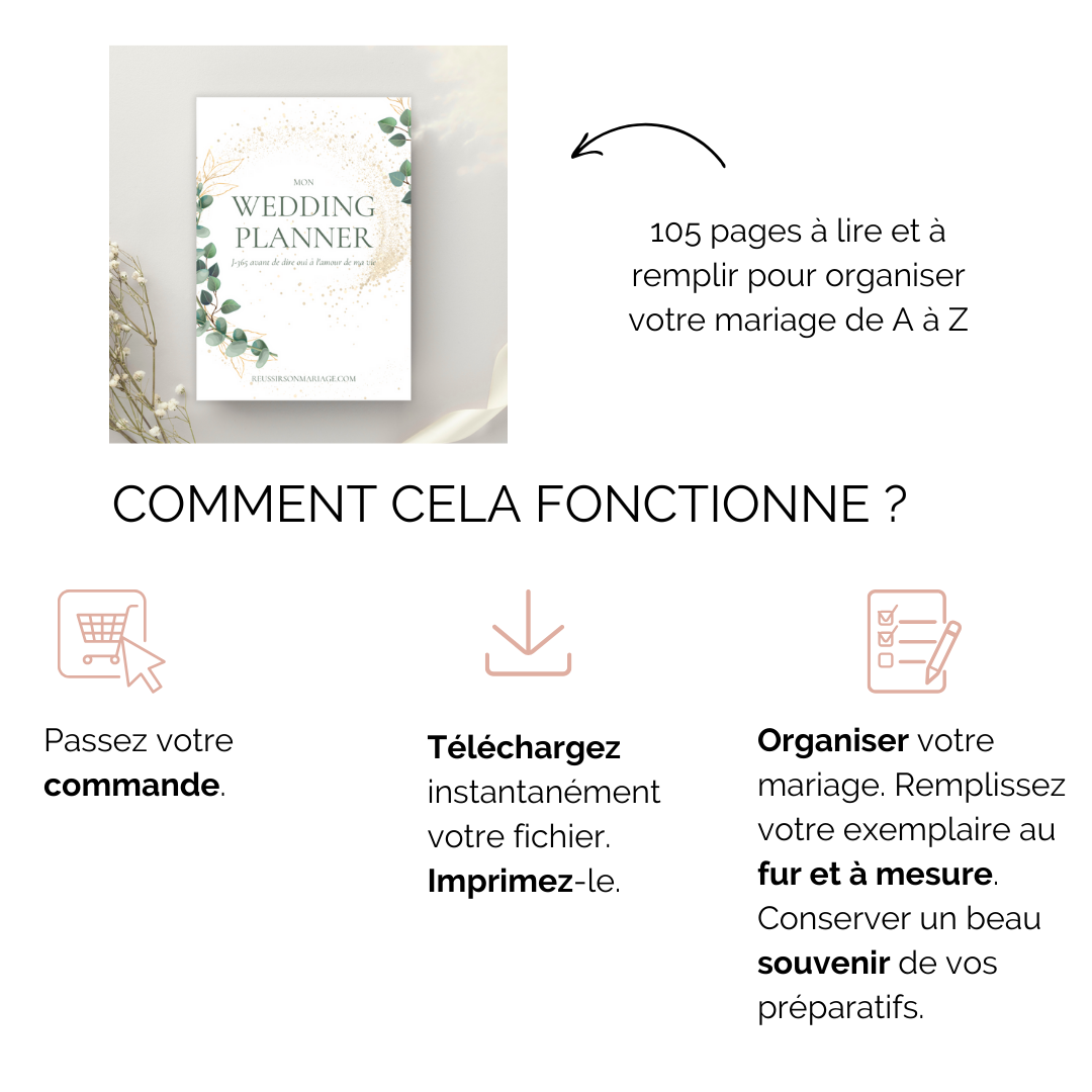 Livre organisateur de mariage numérique - eucalyptus