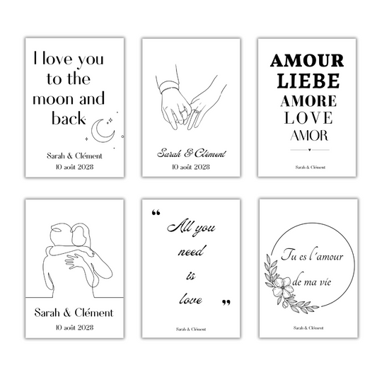 Livre d'or cartes postales mariage - minimaliste à imprimer