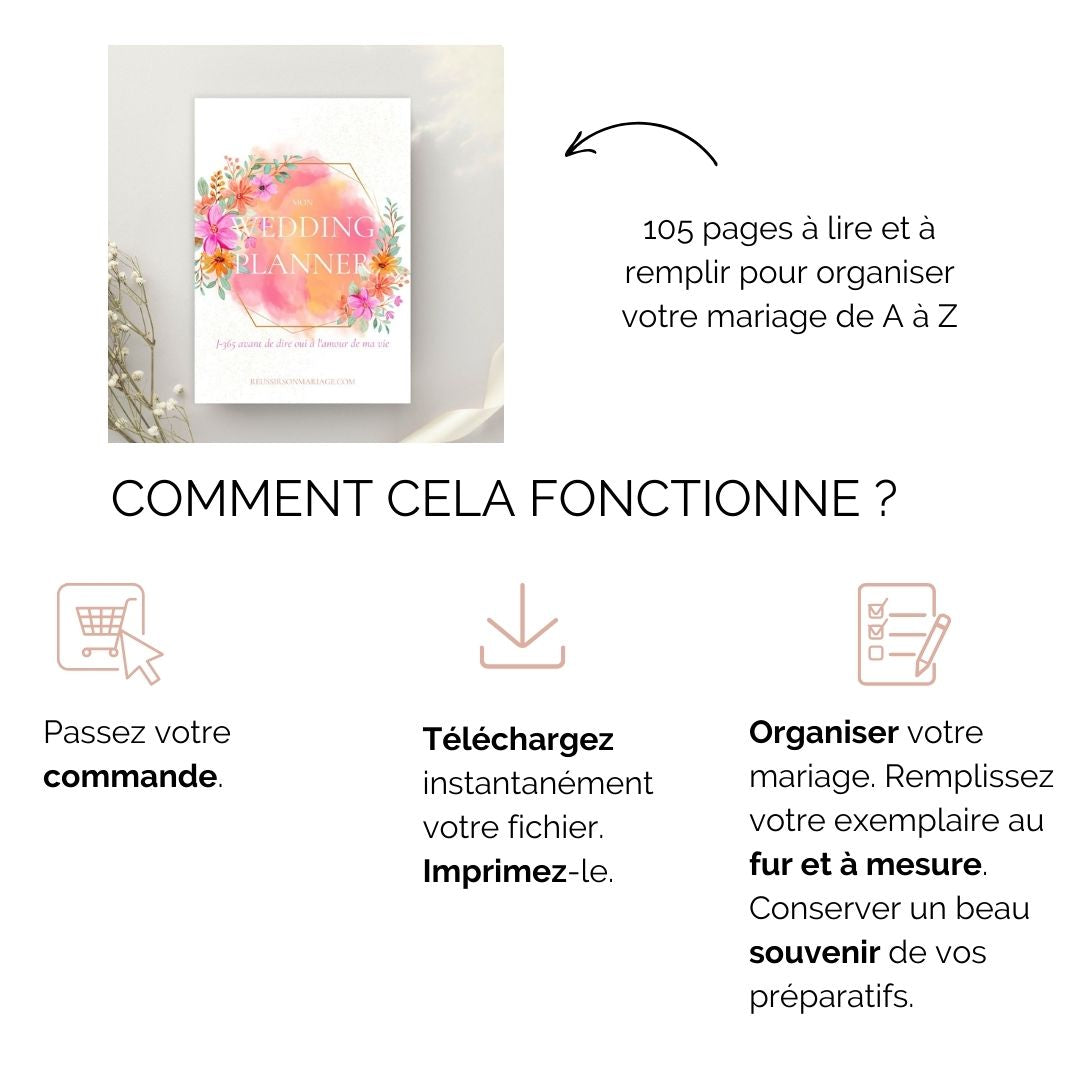 Planificateur de mariage numérique : coloré