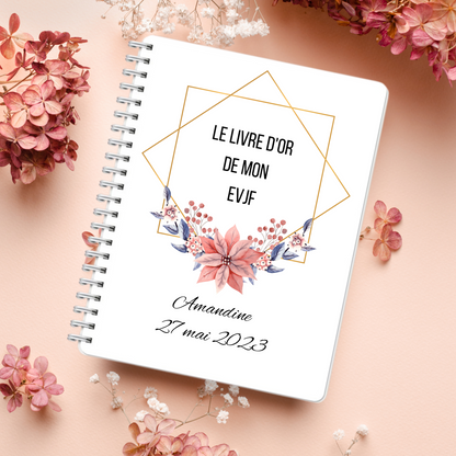 Livre d'or EVJF personnalisable - Fleurs