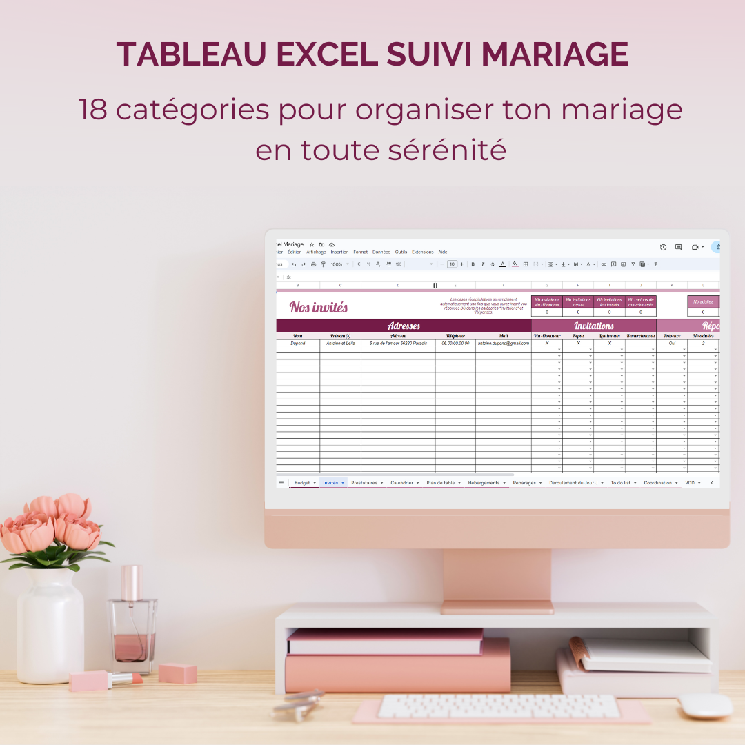 Pack Livre organisateur de mariage + Excel + Checklist