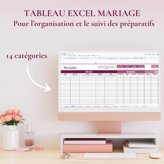 Fichier Excel organisation mariage