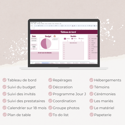 Pack Livre organisateur de mariage + Excel + Checklist