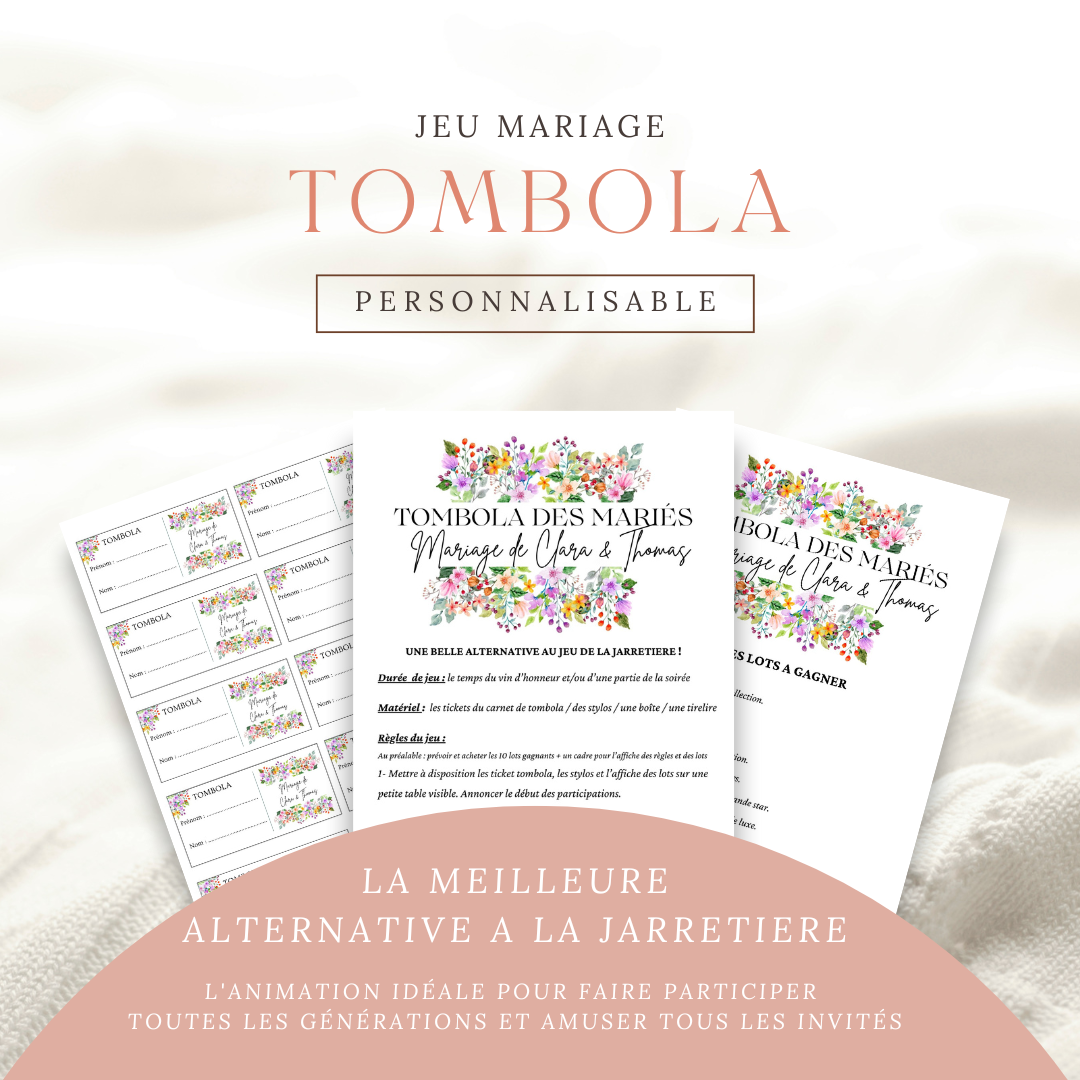 Tombola des mariés - Jeu personnalisable à imprimer