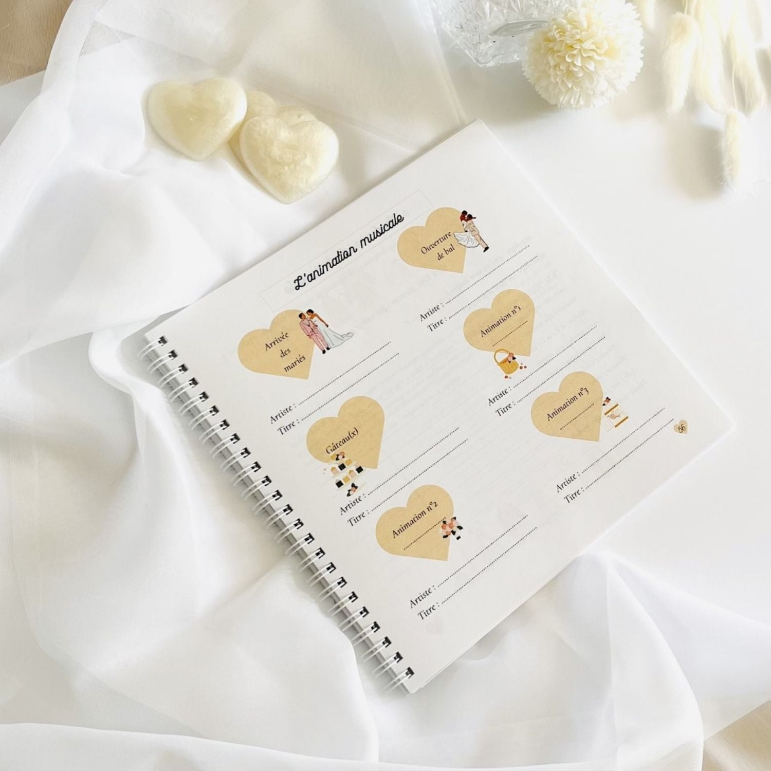 Carnet Organisateur De Mariage En Daim Crème – Planificateur De Mariage Avec Checklist | Cadeau Fiançailles – Boîte Cadeau Incluse